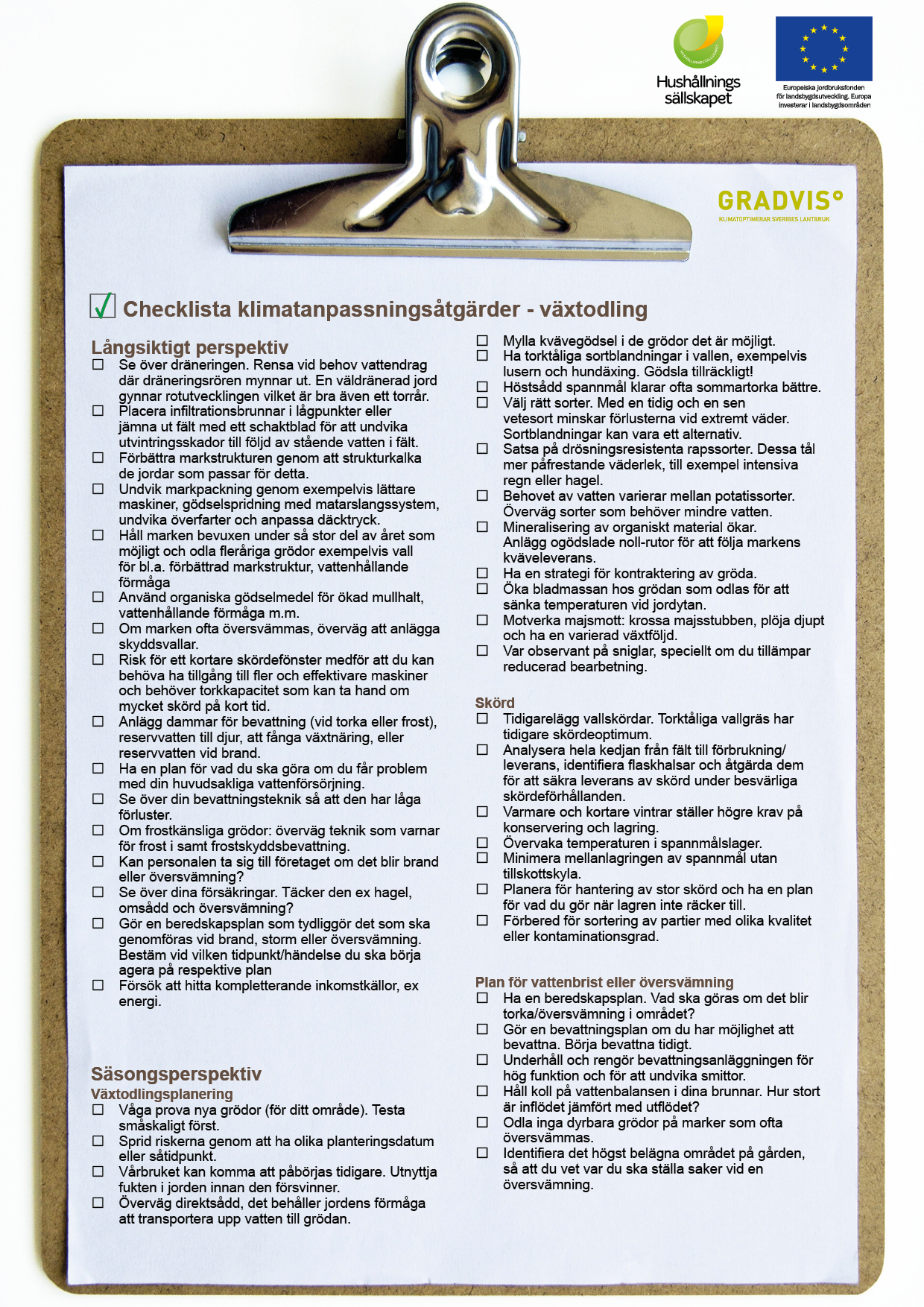 Checklista för växtodling i ett förändrat klimat