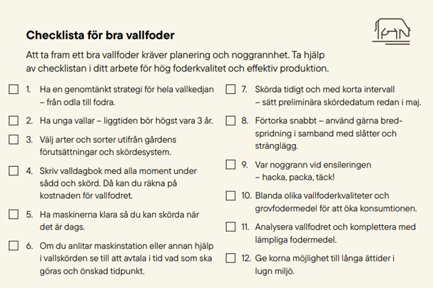 Checklista för bra vallfoder
