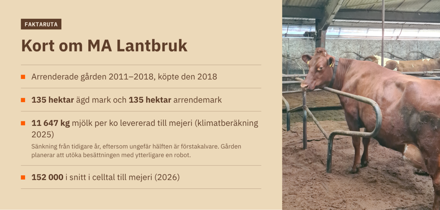 Faktaruta MA Lantbruk och bild på liggbås