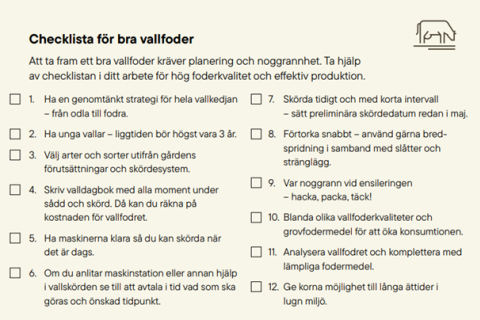 Checklista för bra vallfoder