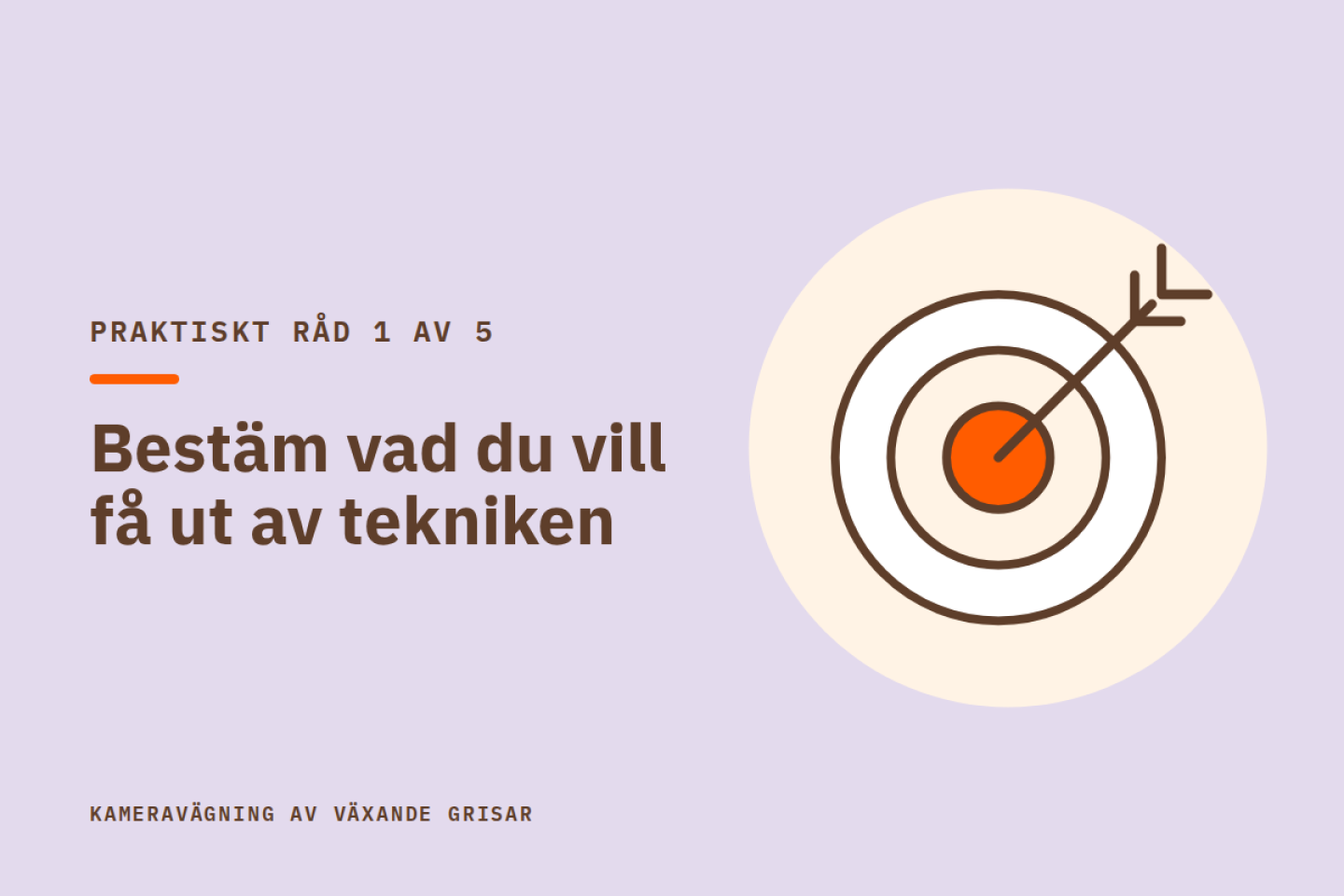 Praktiskt råd 1 av 5: Bestäm vad du vill få ut av tekniken. Illustration av en pil som träffar mitt i en måltavla.