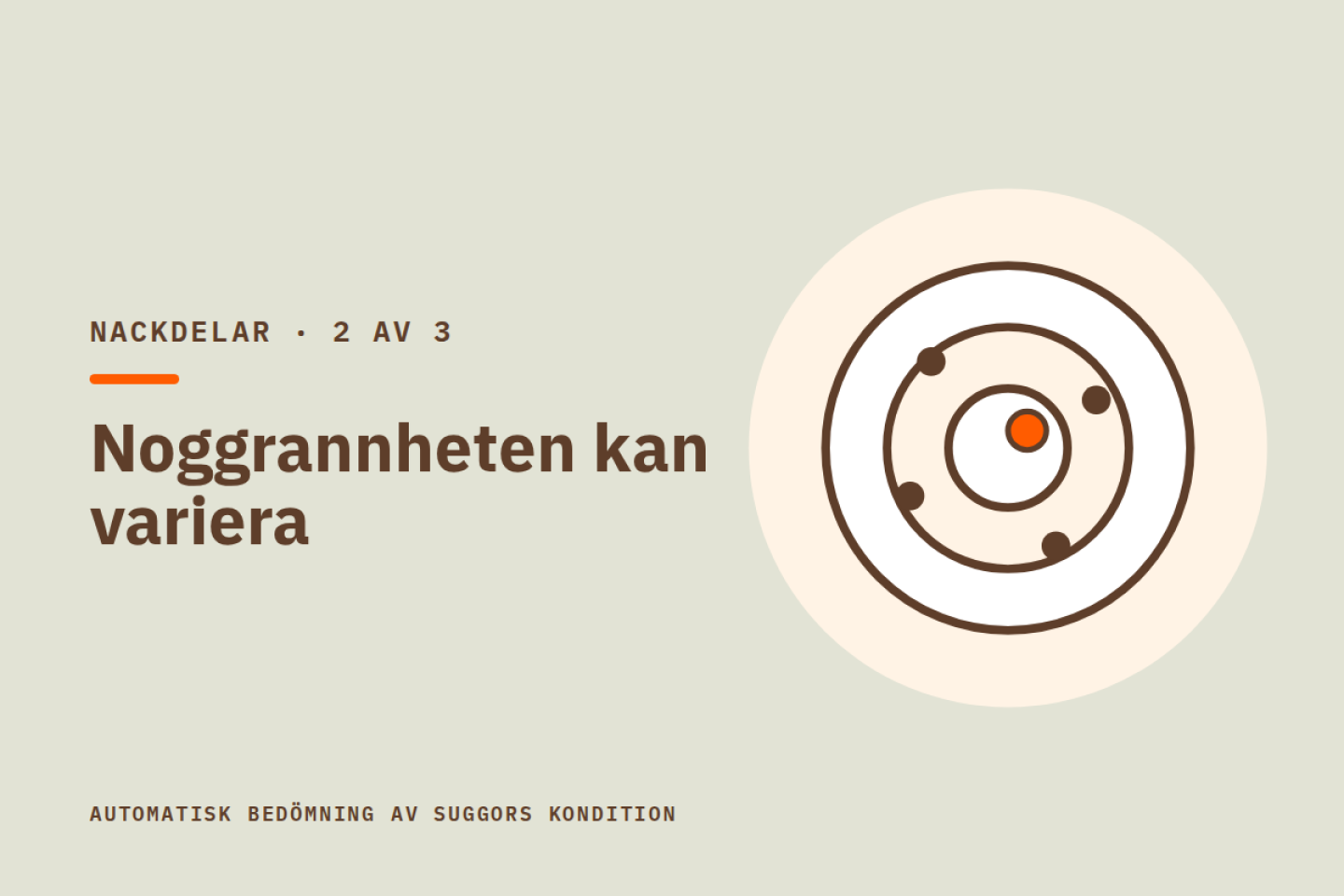 Noggrannheten kan variera. Illustration av en måltavla med träffar utspridda över tavlan.